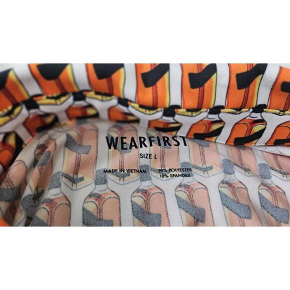 WearFirst Men's Alcohol Bottle Graphic Short Sleeve Button Down Shirt - Size L - Picture 4 of 9